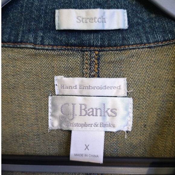 CJ Banks Embroidered Denim Jacket Size X (14W) - Picture 3 of 12